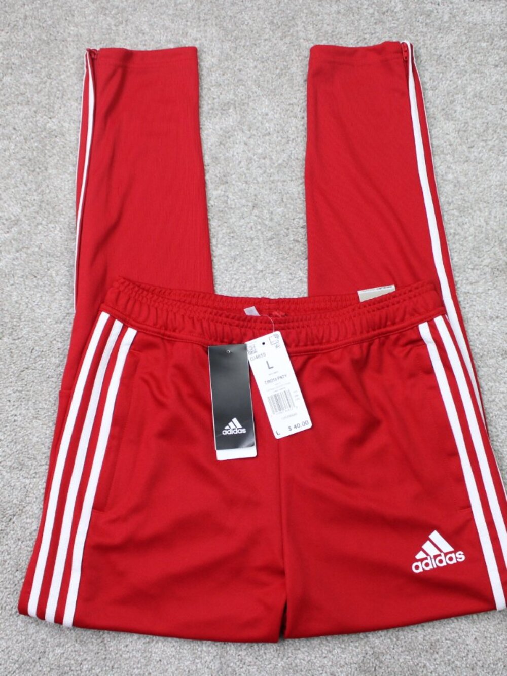 Adidas Track Pants NWT Youth Large Red Tapered Fit Football/Soccer Zip Ankle